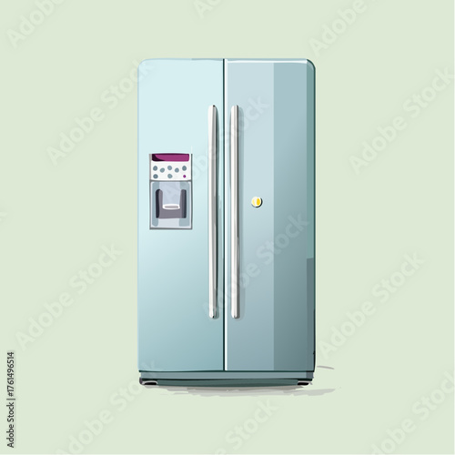 High-Quality Vector Illustration of Modern Refrigerator with Double Doors, Fresh Food Inside, Perfect for Kitchen Design and Home Appliance Projects