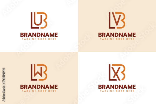 Letters BLU BLV BLW BLX Monogram Logo Set, for brand with LUB LVB LWB LXB initials