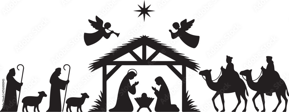 Obraz premium Vector Nativity Scene
