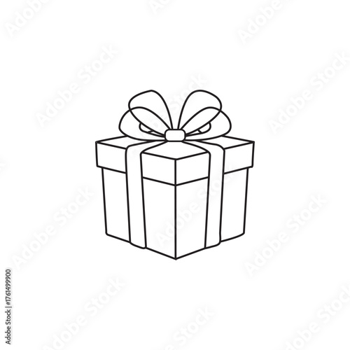 Christmas present logo vector illustration line art
