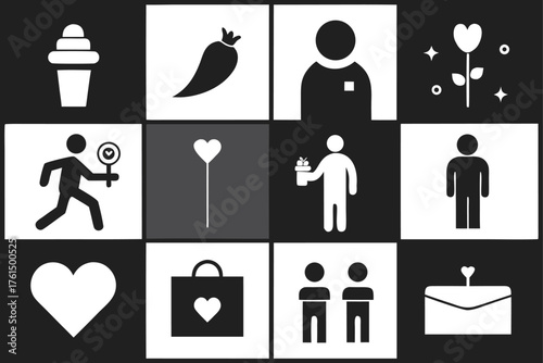 Silhouette vector icon bundle grid layout scalable illustration for eps files general use