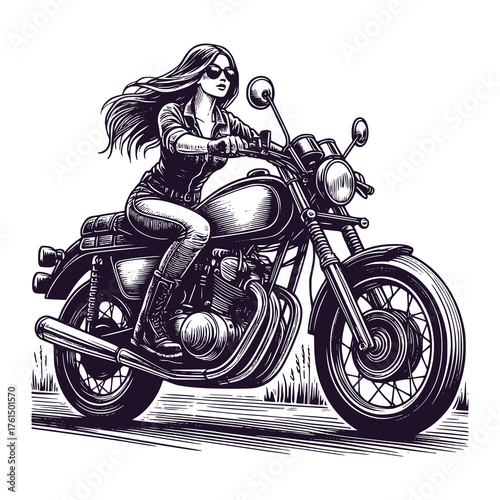 beautiful girl riding a motorbike