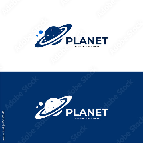 planet logo with orbital ring template design