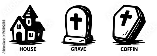 ホラーアイコン「館と墓地」、HORROR ICONS 「HOUSE & GRAVEYARD」