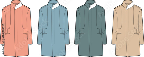 Colorful Coat Variations A Stylish Display of Fashion and Design with a Focus on Detail and Texture