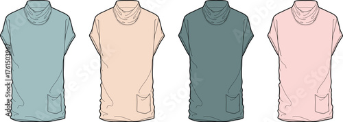 Cozy Tunic Top Fashion Stylish High Neck Pocket Designs for Women's Casual Wear