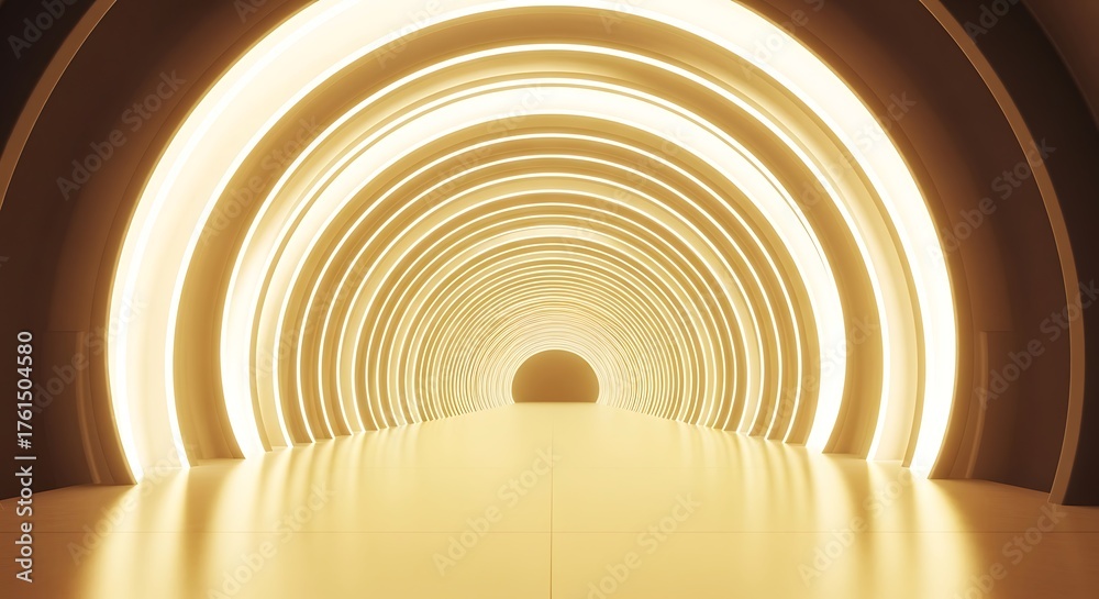 Fototapeta premium Endless golden arches tunnel of light