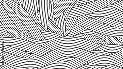 abstract black and white wave line pattern background with dynamic flow for banner and card design