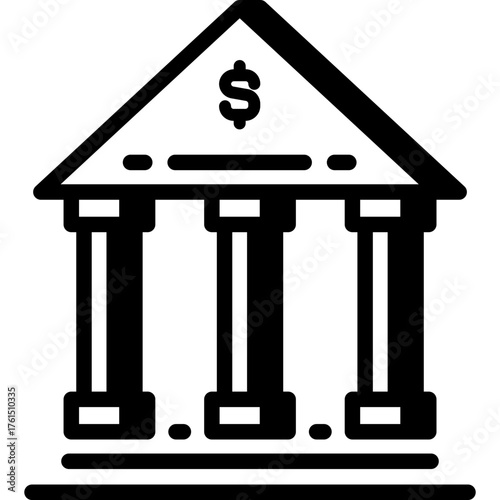 Bank facade line icon. Clean outline vector for economy, credit, and payments