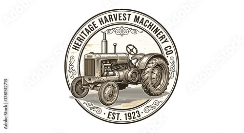 set of labels with a tractor for livestock and crop