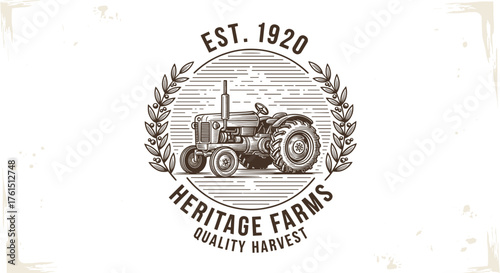 set of labels with a tractor for livestock and crop