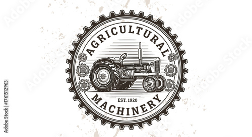 set of labels with a tractor for livestock and crop