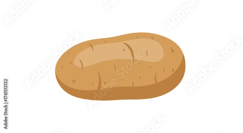 A single raw potato isolated on a white background ready for cooking.