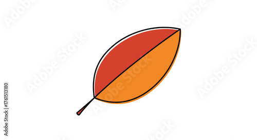 A simple illustration of a leaf changing colors in autumn showcasing the transition from green to vibrant red and orange hues.