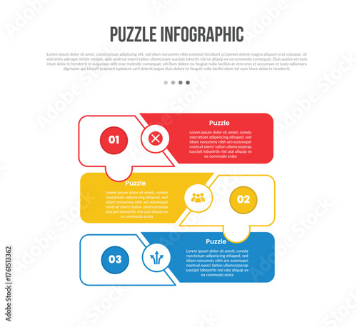 puzzle jigsaw base shape infographics template diagram with round rectangle vertical stacked opposite list with 4 point step creative simple flat outline