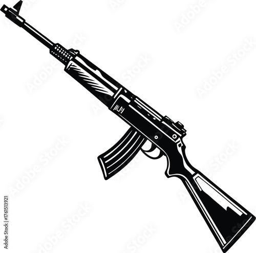 Weapons silhouette set. Collection of various realistic firearms. Assult rifles, sniper rifles, shotguns, handguns, machine guns, historical guns & other. Vector illustration