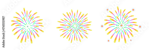 Colorful Fireworks Vector Set on Tranparent Background