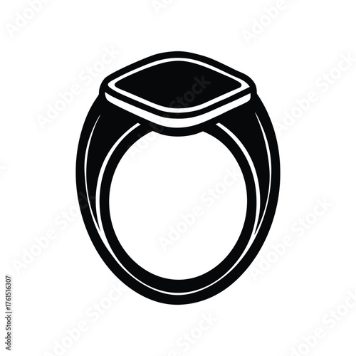 Silhouette vector art design of Men's signet ring on white background.eps