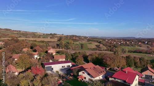 Rolling hills and villages of Hrvatsko Zagorje in Croatia with autumn colors