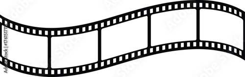 Wavy black and white film strip with perforations