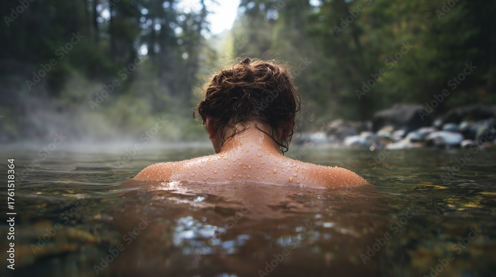 Fototapeta premium Back Shoulders Mountain Stream Mist Natural Flow Wellness