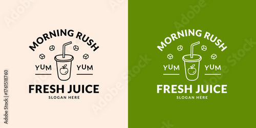 Fresh juice logo. Apple. Hand drawn.