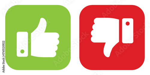 like, dislike, approval, disapproval, yes, no, good, bad, vote, opinion, feedback, rating, comparison, choice, selection, green, red, thumbs up, thumbs down, icon, symbol, graphic, illustration, socia