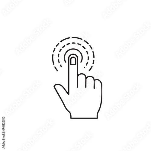 Illustration of a finger touching a screen, symbolizes interaction, technology, and user interface ideal for presentations, websites, and marketing materials related to digital