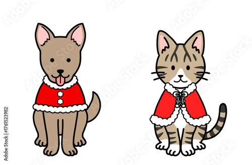 犬と猫のサンタコスチューム