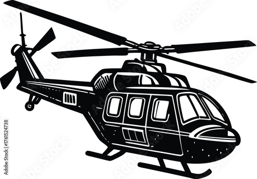 Set of black helicopter  silhouettes vector illustrations isolated on white background