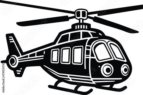 Set of black helicopter  silhouettes vector illustrations isolated on white background