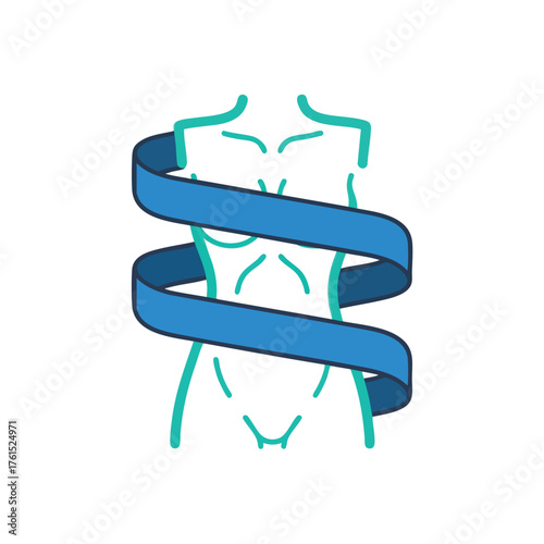 of a body silhouette with a tape measure around its waist.