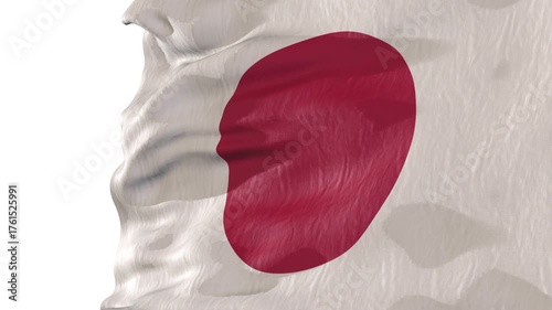 3D Japan Flag Waving Side Screen Loop Transparent