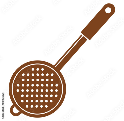 Brown colander silhouette isolated on white background represents cooking kitchen utensil design