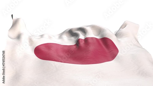 3D Japan Flag Waving Depth Loop Transparent