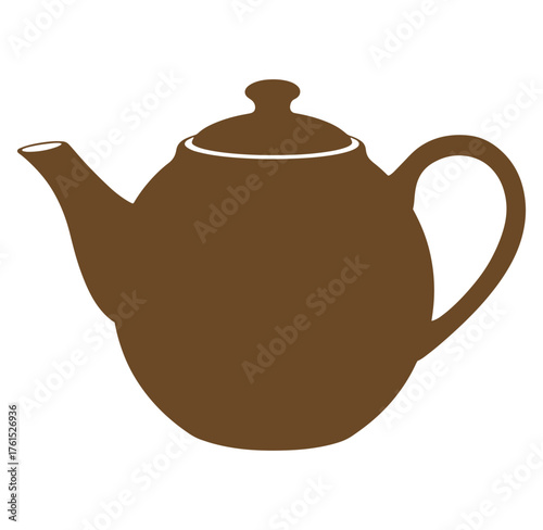 Brown teapot silhouette simple design for tea or coffee brewing concepts