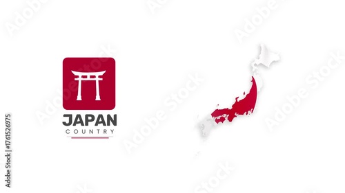 3D Japan Waving Flag In Border And Famous Building Loop Background