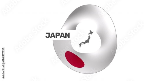 3D Japan Circular Bagde Waving Long Flag Loop Transparent