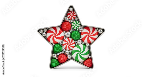 Star shaped cookie cutter filled with Christmas candies