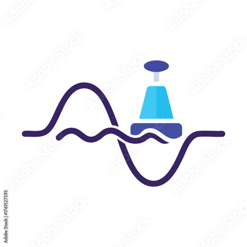 A of a buoy on stylized waves.