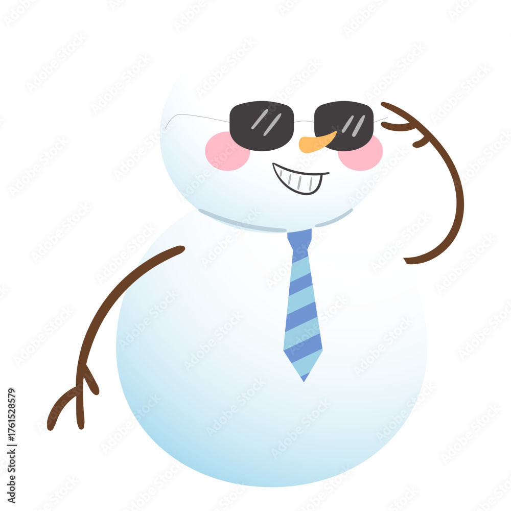 Fototapeta premium illustration of a snowman with sunglasses and tie