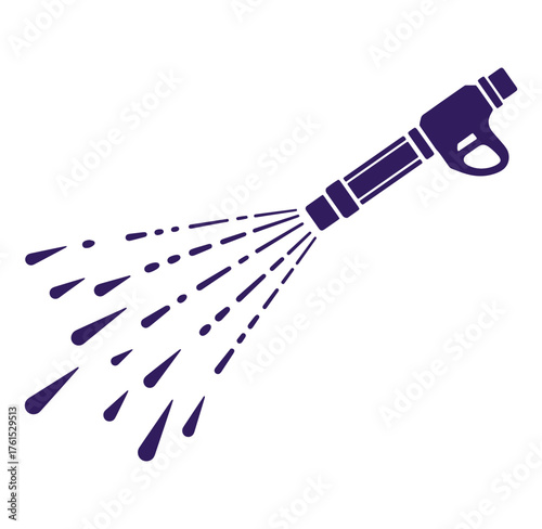 Vector illustration of a high pressure washer spraying water isolated on white