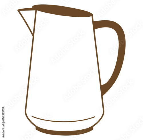 Vector illustration of a minimalist brown and white coffee or tea pot isolated