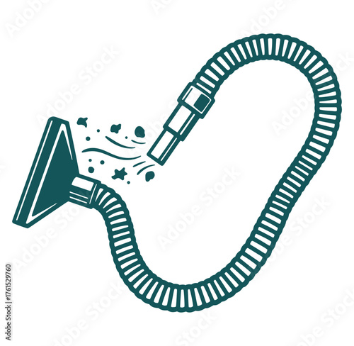 Vector illustration of a vacuum cleaner suctioning debris representing cleaning and home maintenance