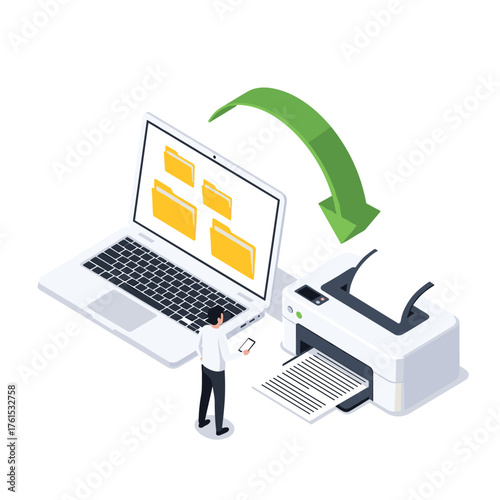 Transferring digital documents from your computer to the printer for hard copy output.