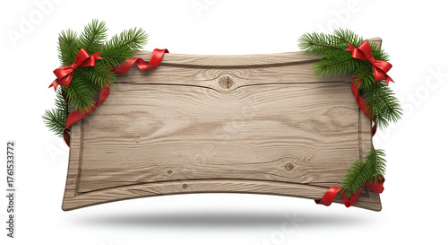 Design a Festive Holiday Christmas Wood Sign with Greenery and Red Bows