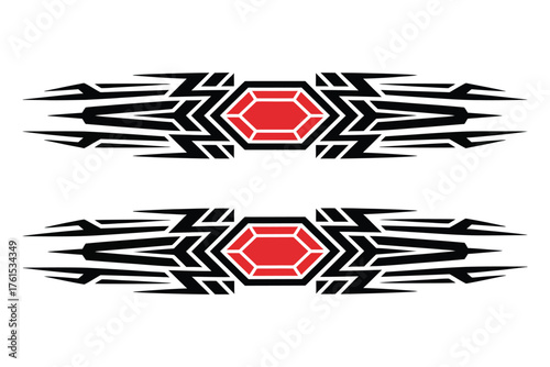 Racing Stripes and Car Sticker Vector Templates for Sporty Vehicle Wrap Design, Auto Tuning, Garage Projects, High-Performance Cars, Decals, and Motorsport Customization Artwork