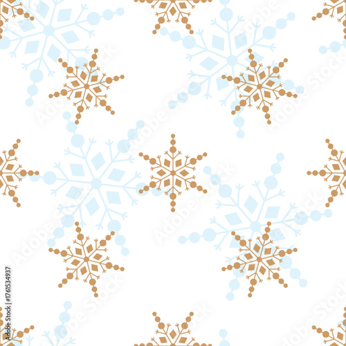 Wallpaper Mural Christmas, snowflakes. Seamless vintage pattern. Winter background with blue and gold snow Torontodigital.ca