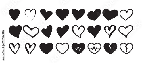 Heart icons set vector. valentine's day , medicine concept . Love passion concept. romantic design. gray hearts in the white background.  vector illustration eps 10