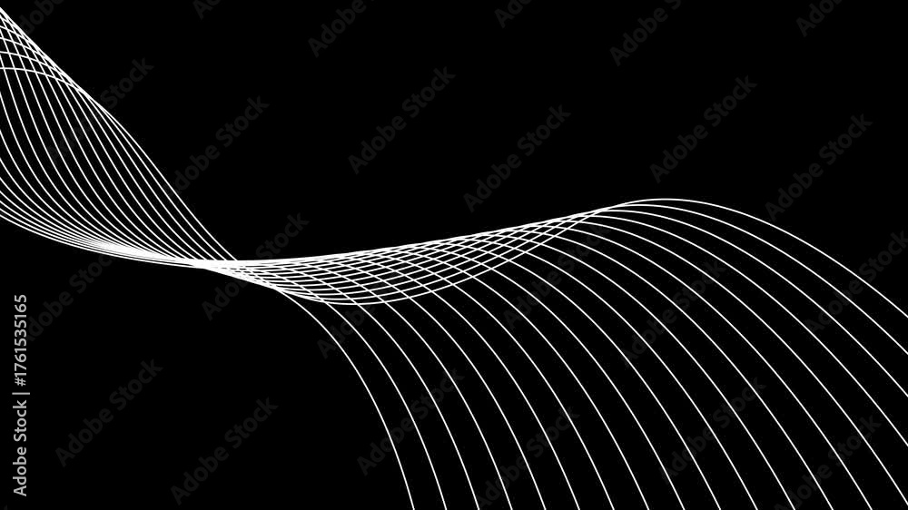 Modern multicolor wave of light is displayed on black background, Abstract wavy lines and neon glow on a black background, Dynamic Swoosh Curves Sweeping parallel lines move across the frame.